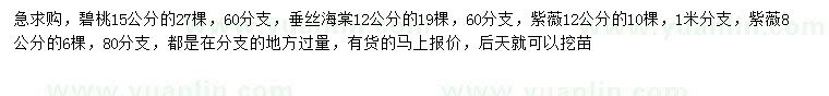 求購碧桃、垂絲海棠、紫薇