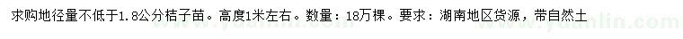 求購(gòu)地徑1.8公分以上桔子樹(shù)