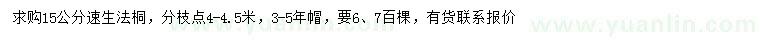 求購15公分速生法桐