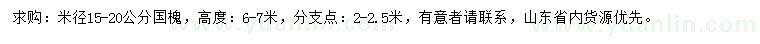 求購(gòu)米徑15-20公分國(guó)槐