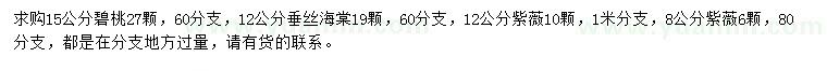 求購碧桃、垂絲海棠、紫薇