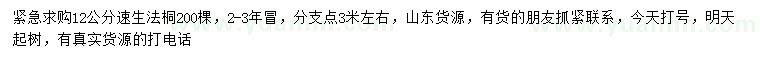 求購12公分速生法桐