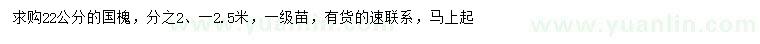 求購(gòu)22公分國(guó)槐
