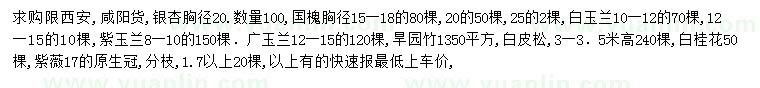 求購銀杏、國槐、白玉蘭等