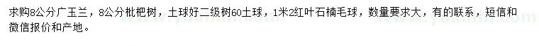 求購(gòu)廣玉蘭、枇杷樹、紅葉石楠