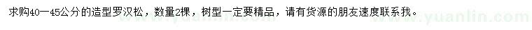 求購40-45公分造型羅漢松