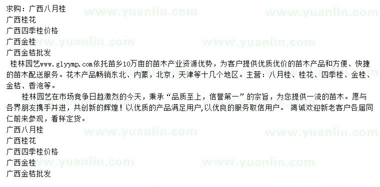 求購八月桂、桂花、四季桂等