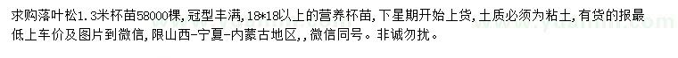 求購(gòu)1.3米落葉松苗
