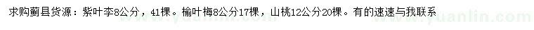 求購紫葉李、榆葉梅、山桃