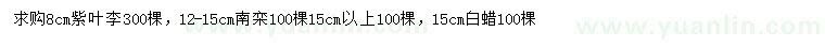 求購紫葉李、南欒、白蠟