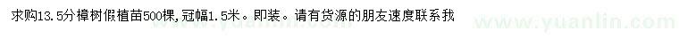 求購(gòu)13.5公分樟樹(shù)假植苗
