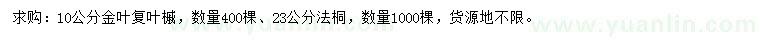 求購(gòu)10公分金葉復(fù)葉槭、23公分法桐