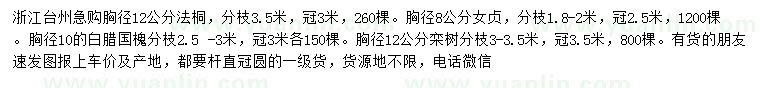 求購法桐、女貞、白蠟等