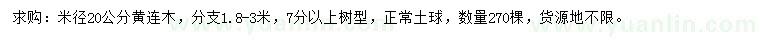求購米徑20公分黃連木