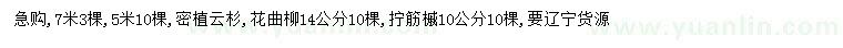 求購云杉、花曲柳、擰筋槭