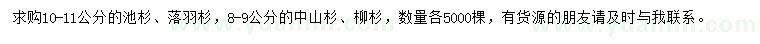 求購(gòu)池杉、落羽杉、中山杉等