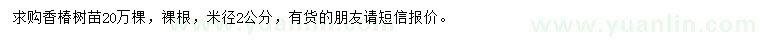 求購米徑2公分香椿