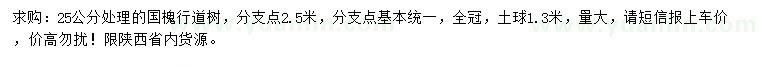 求購(gòu)25公分國(guó)槐