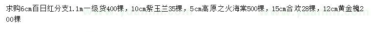 求購百日紅、紫玉蘭、高原之火海棠等