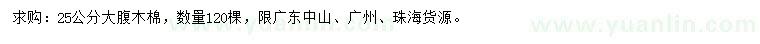 求購(gòu)25公分大腹木棉