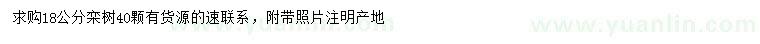 求購(gòu)18公分欒樹