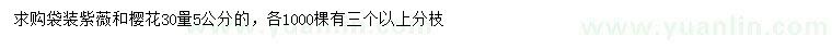 求購30量5公分紫薇、櫻花