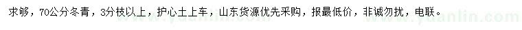 求購70公分冬青