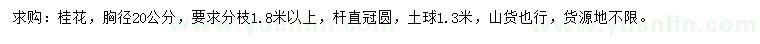 求購胸徑20公分桂花
