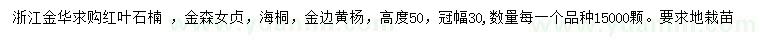 求購(gòu)紅葉石楠、金森女貞、海桐等