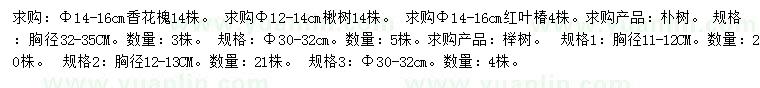 求購香花槐、楸樹、紅葉椿等