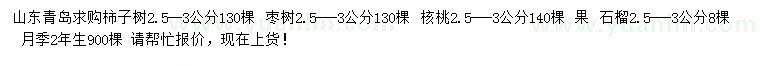 求購柿子樹、棗樹、核桃樹等