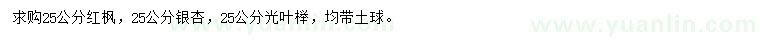 求購紅楓、銀杏、光葉櫸