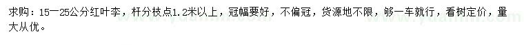 求購15-25公分紅葉李