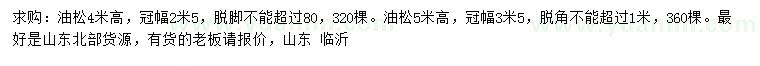 求購高4、5米油松