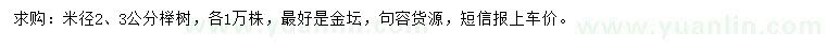 求購米徑2、3公分櫸樹