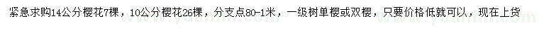 求購10、14公分櫻花