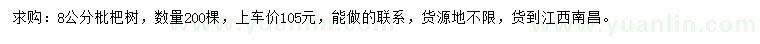 求購8公分枇杷樹