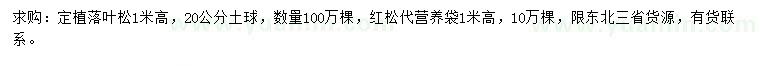 求購高1米落葉松、紅松