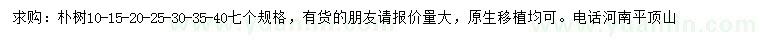 求購10、15、20、25、30、35、40公分樸樹