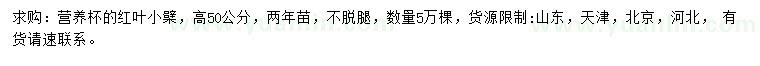 求購(gòu)高50公分紅葉小檗