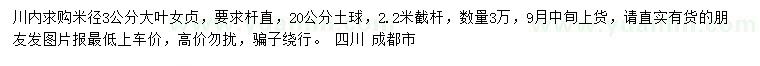 求購米徑3公分大葉女貞