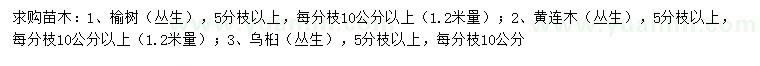 求購叢生榆樹、叢生黃連木、叢生烏桕