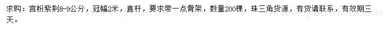 求購(gòu)8-9公分宮粉紫荊