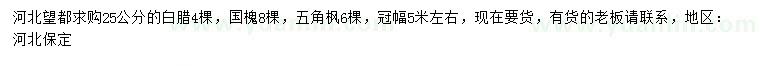求購白蠟、國槐、五角楓