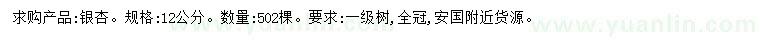 求購12公分銀杏
