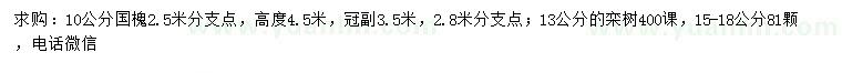 求購10公分國槐、13、15-18公分欒樹