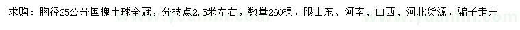 求購胸徑25公分國(guó)槐