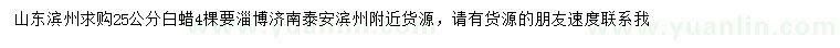 求購25公分白蠟