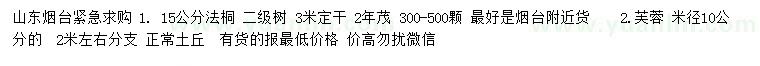 求購15公分法桐、米徑10公分芙蓉樹