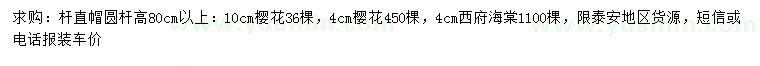 求購4、10公分櫻花、4公分西府海棠